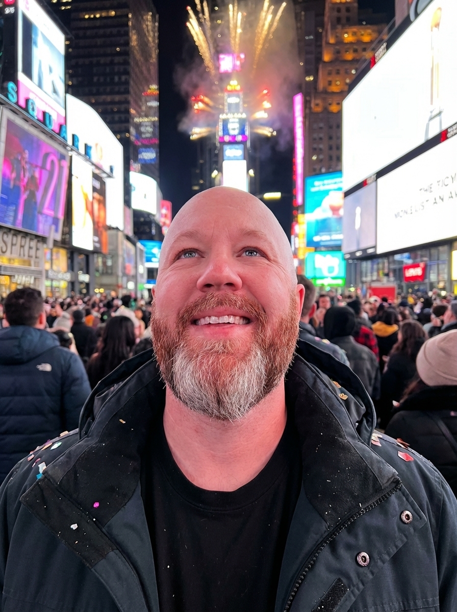 Me at New Years Eve watching the ball drop in New York